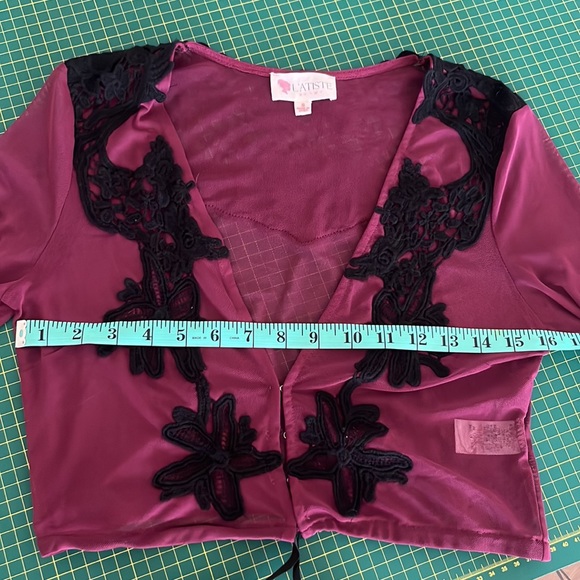 Burgundy Lace Blouse - Picture 7 of 9